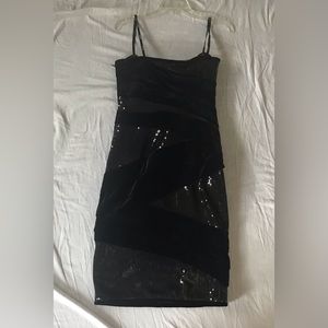 Tadashi Shoji Black Sequin Strapless Dress